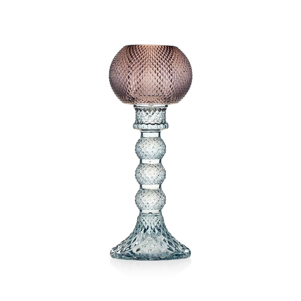 Candeliere Atena Emò Italia in vetro celeste e fango 21 cm