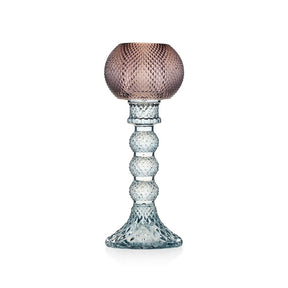 Candeliere Atena Emò Italia in vetro celeste e fango 21 cm