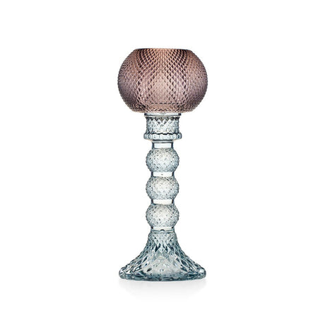 Candeliere Atena Emò Italia in vetro celeste e fango 21 cm
