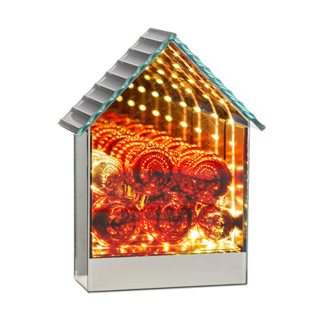 Casetta natalizia Noel in vetro con luci LED 18,5 cm