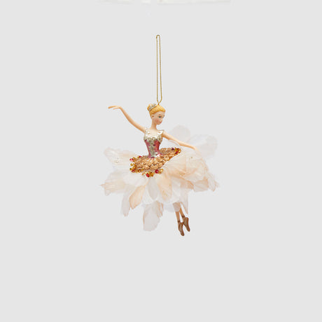 Addobbo ballerina EDG in resina rosso e oro 17 cm per albero di Natale