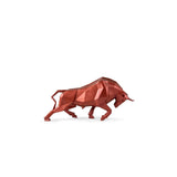 Scultura Toro Origami Lladrò in porcellana rosso metallizzato 24x50 cm