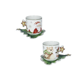 Set 2 tazzine caffè Racconti Brandani in porcellana con decori natalizi