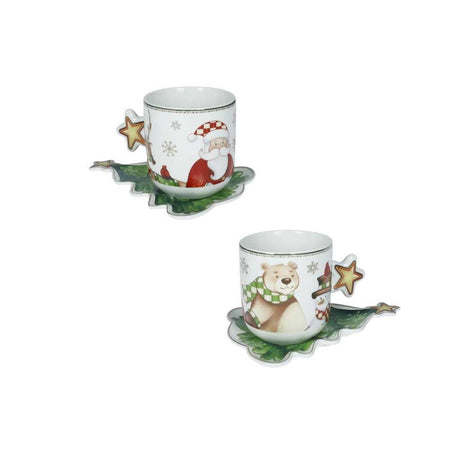 Set 2 tazzine caffè Racconti Brandani in porcellana con decori natalizi