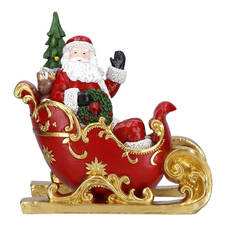Babbo Natale su slitta Timstor in poliresina decorazione natalizia 32 cm