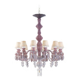 Lampadario Belle de Nuit Lladrò in porcellana rosa 12 luci