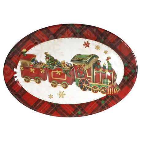 Vassoio ovale Christmas Brandani in melamina con decoro natalizio 35x25 cm
