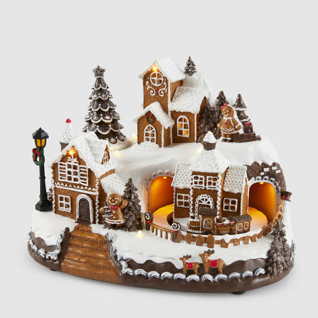 Villaggio di Natale EDG con luci LED e musica 22x30 cm