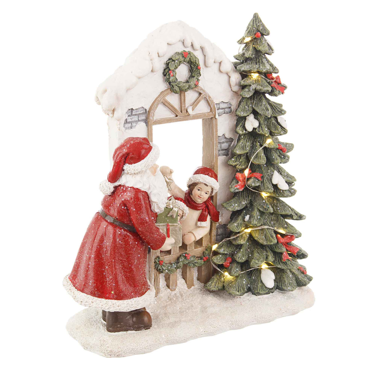 Decorazione natalizia Babbo Natale Bizzotto in poliresina con LED 22 cm