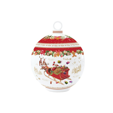Biscottiera Pallina di Natale Easy Life in porcellana decorata 18x23 cm