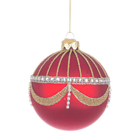 Pallina di Natale Bizzotto in vetro rosso decorata diametro 8 cm