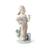 Statuetta Primavera Lladrò in porcellana lucida colori pastello 19x8 cm