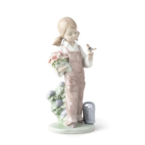 Statuetta Primavera Lladrò in porcellana lucida colori pastello 19x8 cm