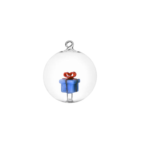 Pallina di Natale Ichendorf in vetro borosilicato azzurro 8 cm