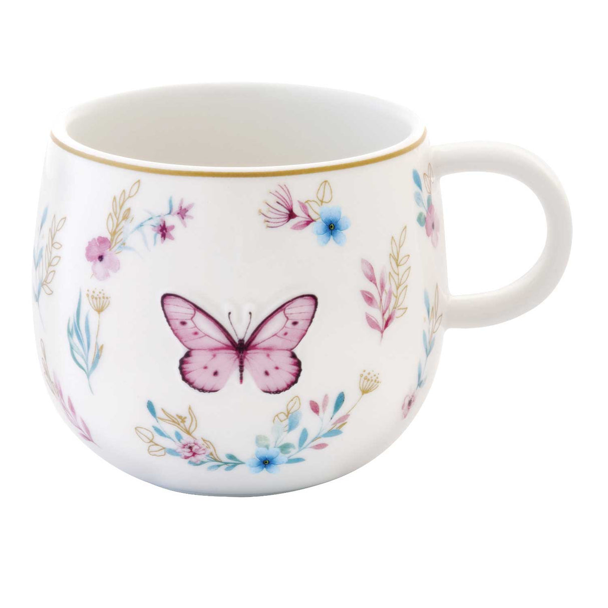 Tazza mug Easy Life Fancy Garden in porcellana con decoro farfalla 400 ml