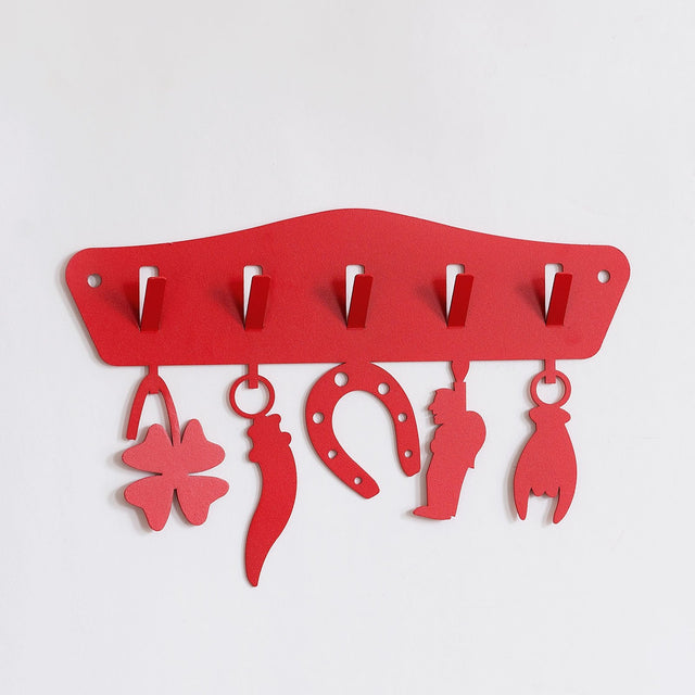 Portachiavi da muro Tocca Ferro Arti & Mestieri in metallo rosso