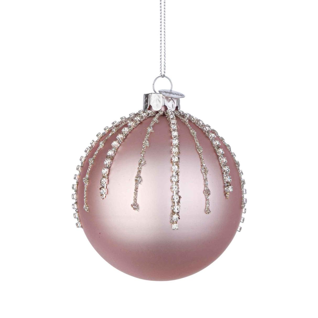 Pallina di Natale Firework Bizzotto in vetro rosa diametro 8 cm