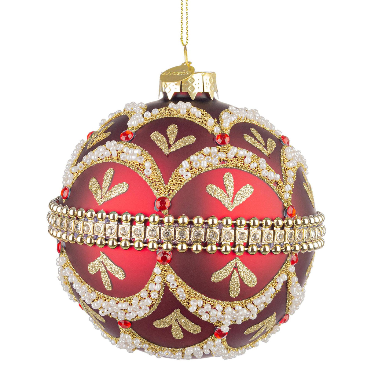 Sfera di Natale Bizzotto in vetro soffiato rosso lucido 10 cm