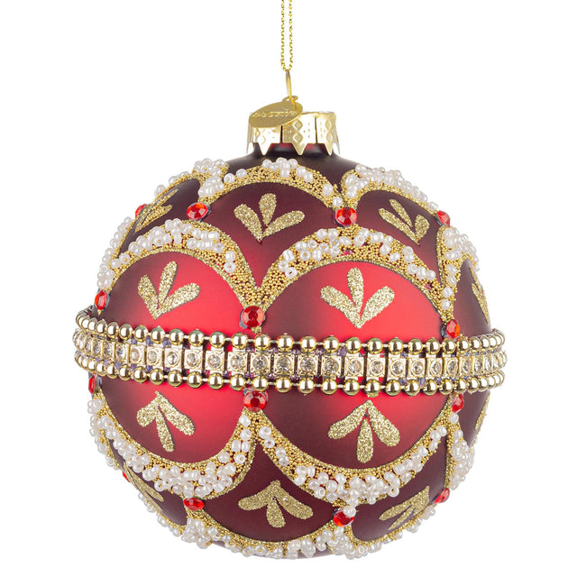 Sfera di Natale Bizzotto in vetro soffiato rosso lucido 10 cm