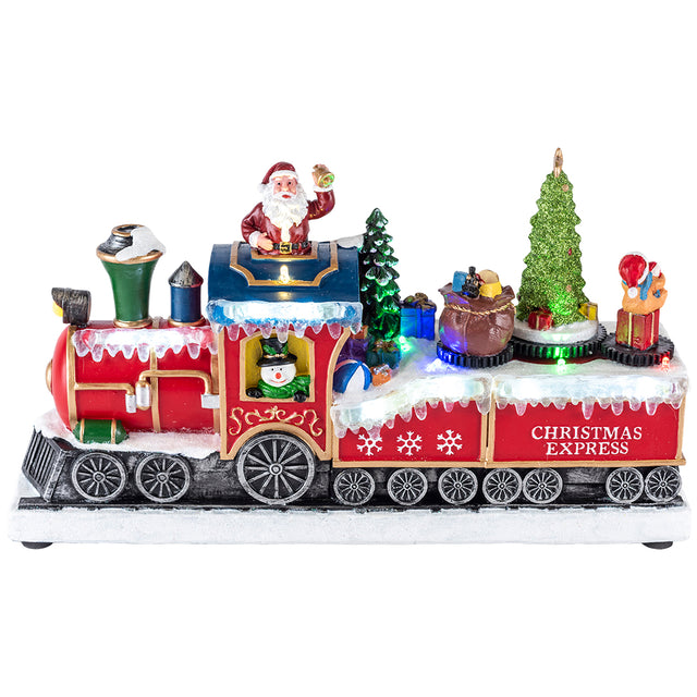 Treno di Natale Timstor con luci LED e movimento 35x22,5 cm