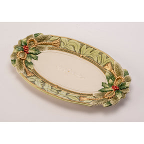 Vassoio centrotavola Fitz and Floyd in porcellana decorata 43x26 cm