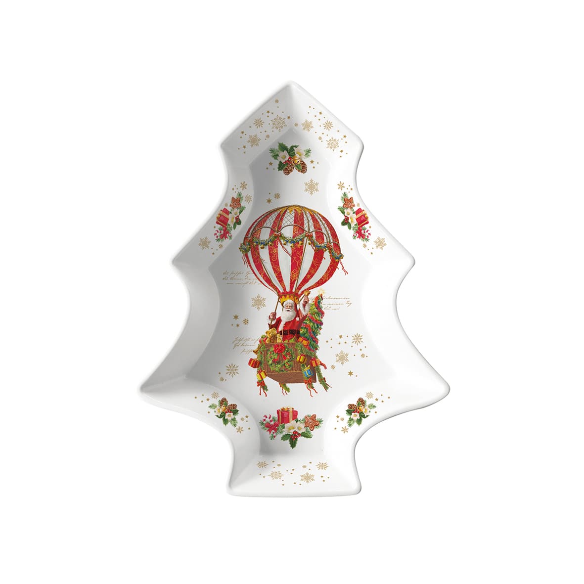 Piatto forma abete Easy Life in porcellana decoro natalizio 28,5x21,5 cm