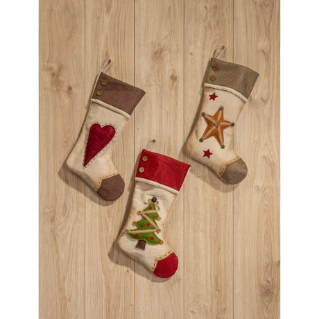 Calza Natale Noel Lamart in tessuto con decoro albero 50 cm