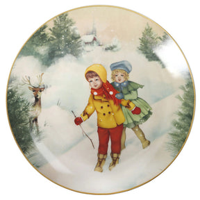 Piatto da portata Cuccioli Brandani in porcellana decorata 30 cm Natale