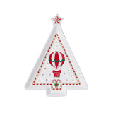 Piatto a forma di abete Easy Life in porcellana decoro natalizio 21x16 cm