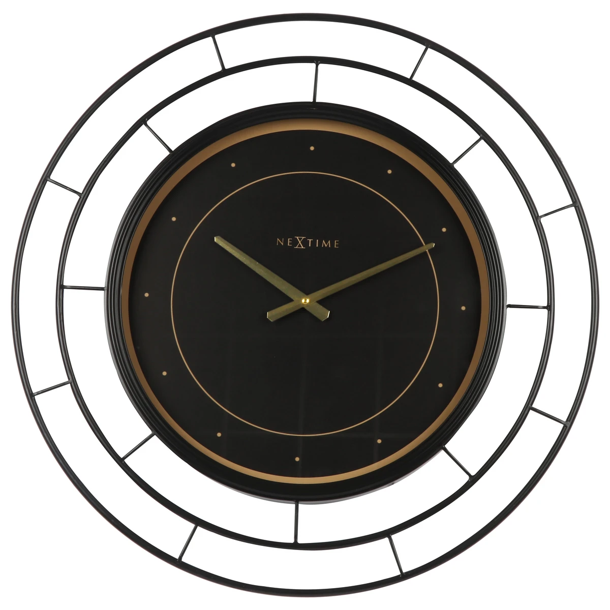 Orologio da parete Fancy NeXtime in metallo nero con dettagli oro 70 cm