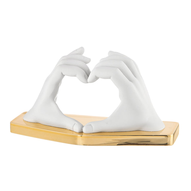 Scultura Mani a Cuore Bongelli Preziosi in marmorino bianco 16x9 cm