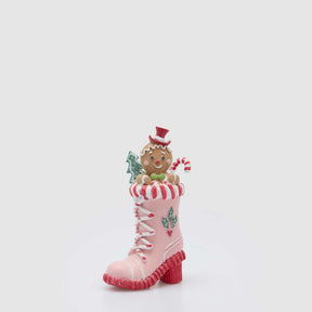 Decorazione natalizia scarpa Candy EDG in poliresina 22,5x13 cm