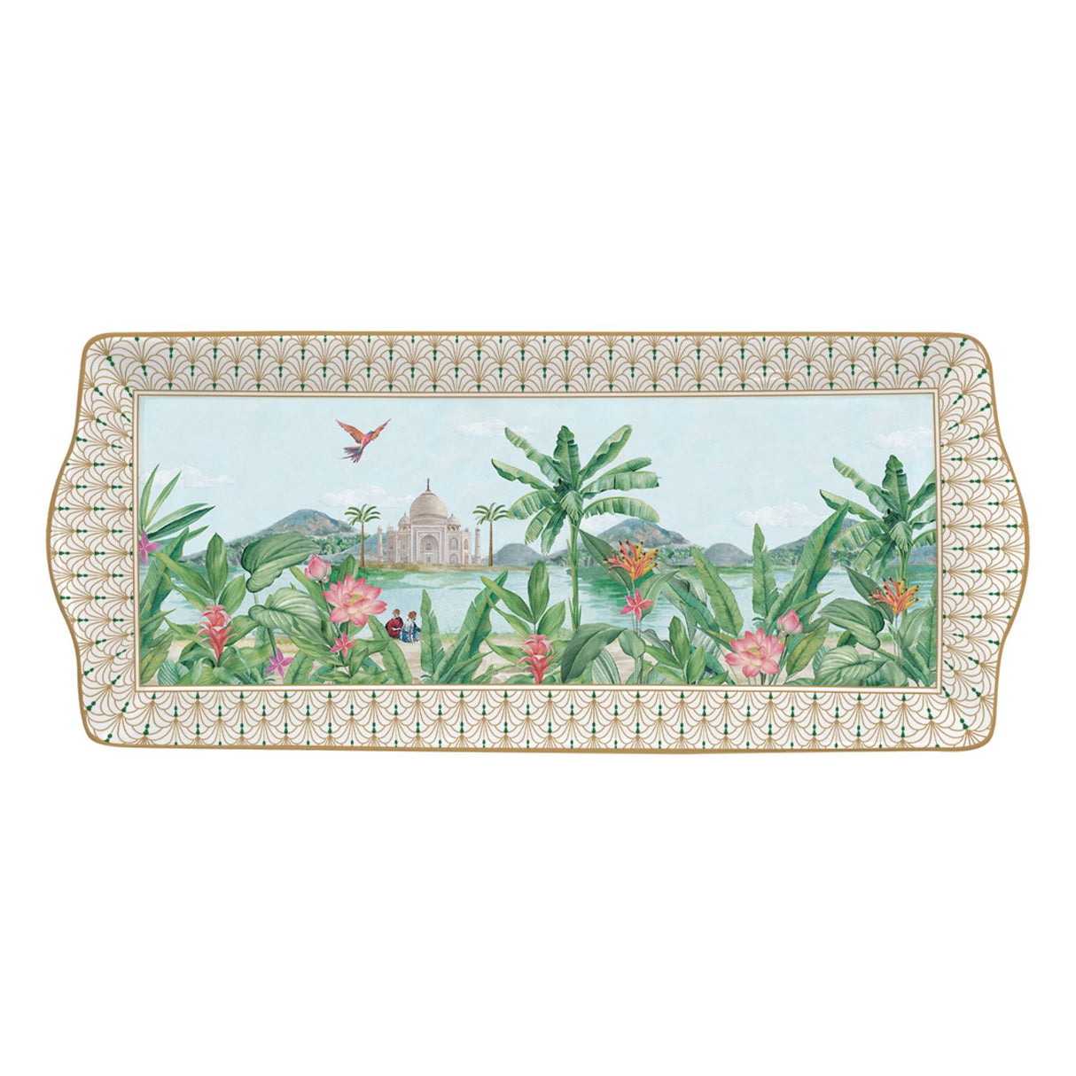 Vassoio Paradise Sauvage Easy Life in porcellana decorata 35x15 cm