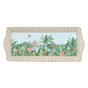 Vassoio Paradise Sauvage Easy Life in porcellana decorata 35x15 cm