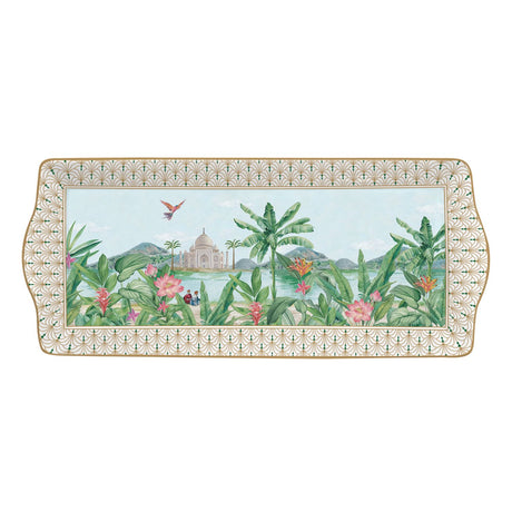 Vassoio Paradise Sauvage Easy Life in porcellana decorata 35x15 cm