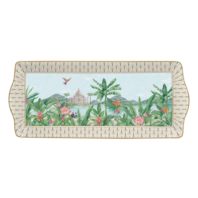 Vassoio Paradise Sauvage Easy Life in porcellana decorata 35x15 cm