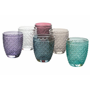 Set 6 bicchieri acqua Castle Villa D'Este in vetro lavorato 350 ml
