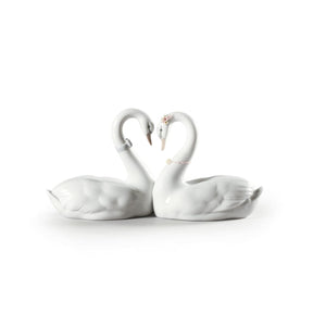 Scultura Cigni Amore Senza Fine Lladrò in porcellana 13x27 cm