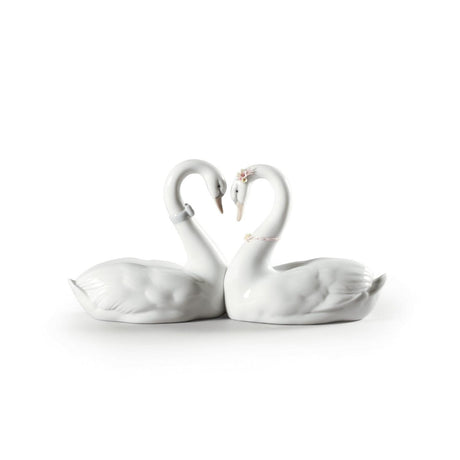 Scultura Cigni Amore Senza Fine Lladrò in porcellana 13x27 cm