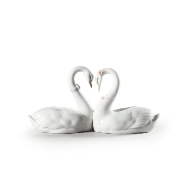 Scultura Cigni Amore Senza Fine Lladrò in porcellana 13x27 cm
