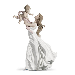 Statuetta Madre con Bebè Lladrò in porcellana decorata 46x29 cm