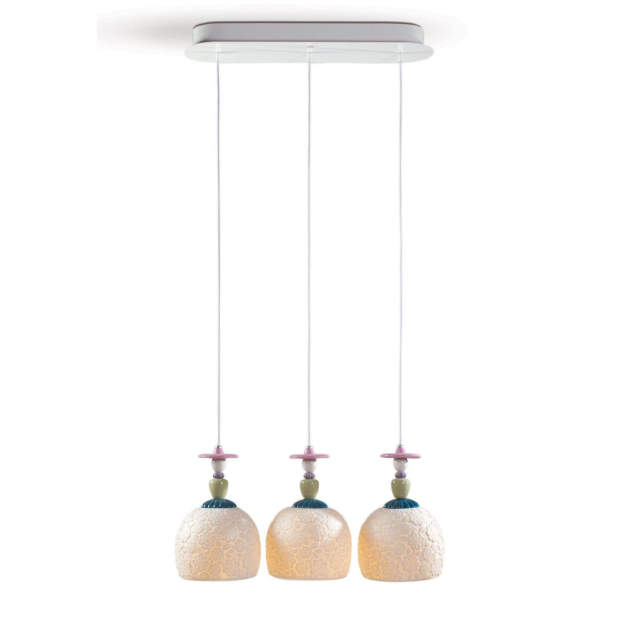Lampada a sospensione Mademoiselle Lladrò in porcellana opaca e lucida