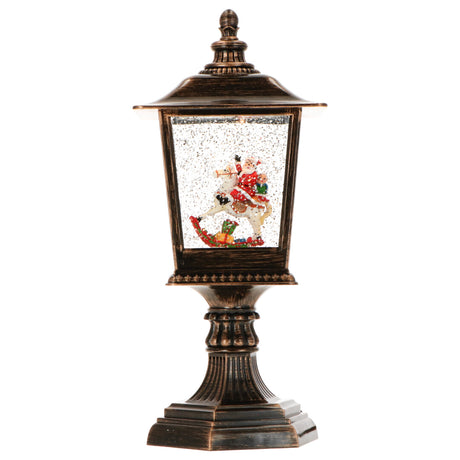 Lanterna natalizia Timstor in resina e vetro con Babbo Natale 31 cm