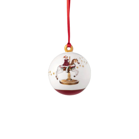 Pallina di Natale Villeroy & Boch in porcellana decoro rosso e bianco 2024
