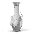Vaso Aironi Cinerini Lladrò in porcellana bianca e dettagli argento 35x17 cm