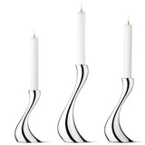 Set candelabri Cobra Georg Jensen acciaio inox lucido 3 pezzi 16-24cm