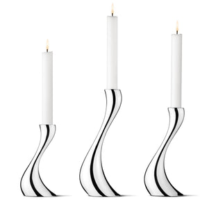 Set candelabri Cobra Georg Jensen acciaio inox lucido 3 pezzi 16-24cm