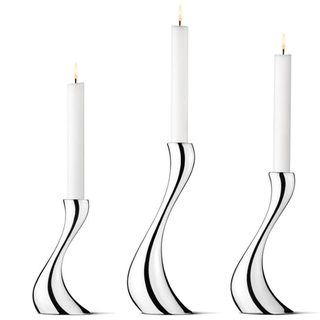 Set candelabri Cobra Georg Jensen acciaio inox lucido 3 pezzi 16-24cm