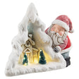 Decorazione Babbo Natale con casetta Bizzotto in gesso con luci LED 41 cm