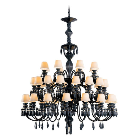 Lampadario Belle de Nuit Lladrò in porcellana nera 150x100 cm